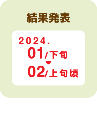 結果発表2024年1月下旬→2月上旬頃